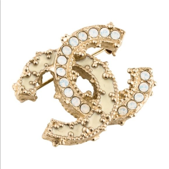 Chanel CC Crystal Enamel Brooch - Picture 1 of 4